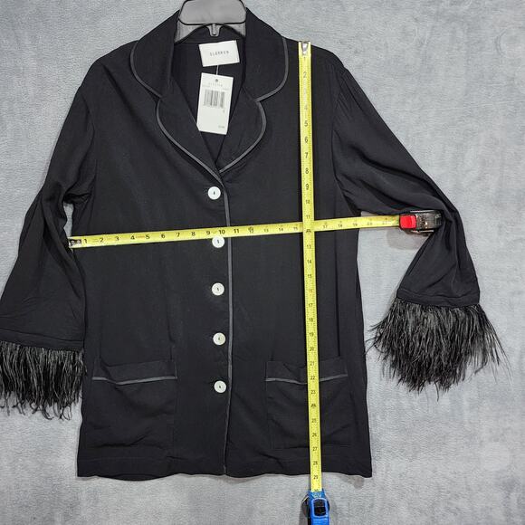 Sleeper Feather Trim Pajama Top Black Small‎ - Picture 7 of 7
